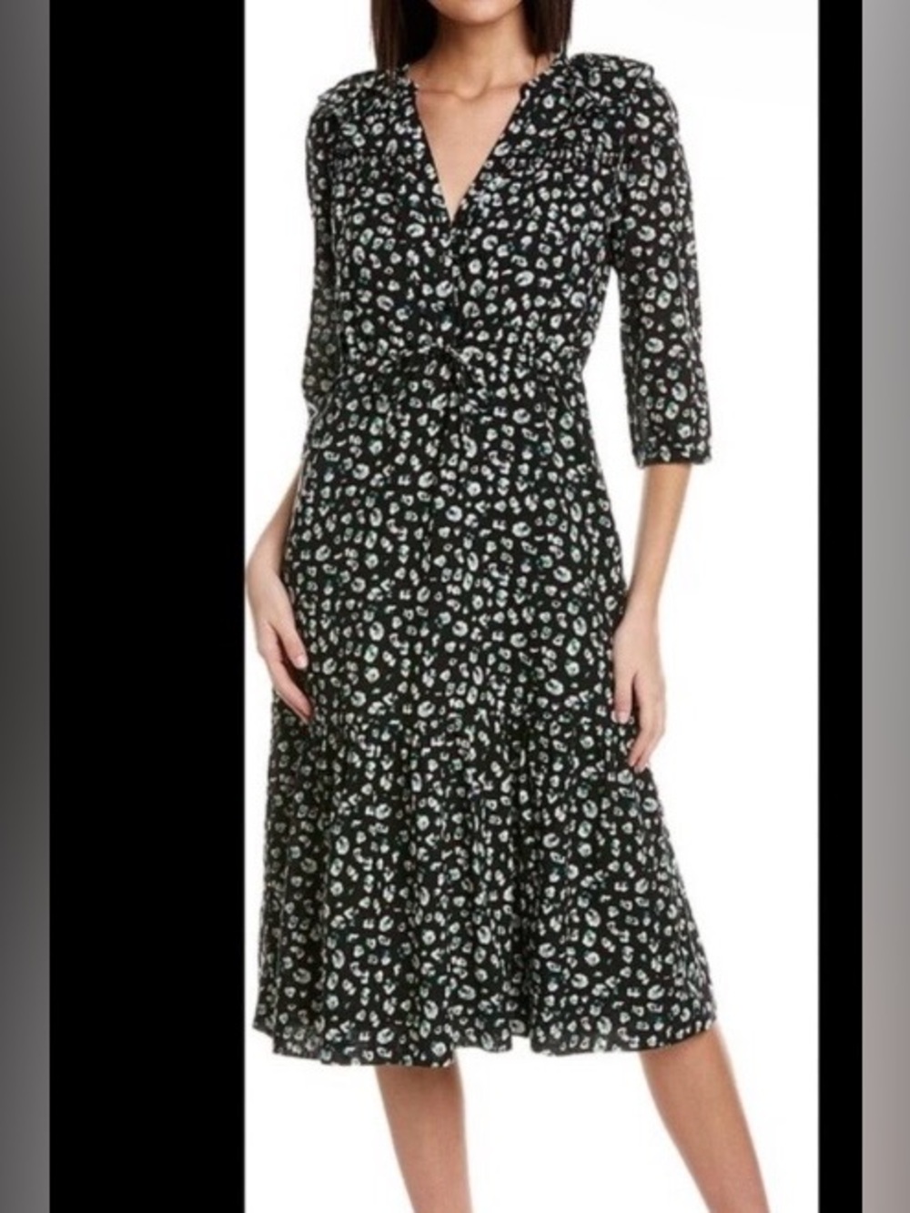 Ba&sh Bowie Dress Floral Ruffle Small Black